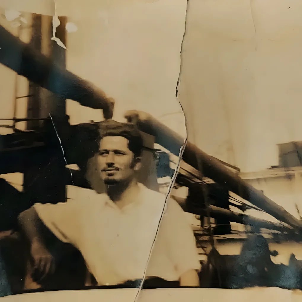 Photograph of Captain Pavlos Filippakis' grandfather aboard a merchant ship in 1939